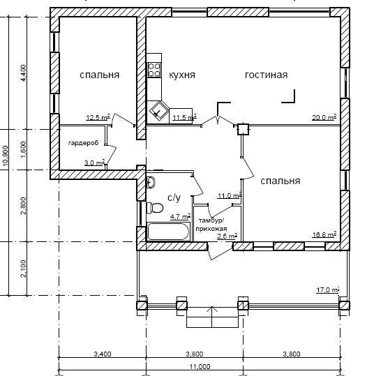 Проект бани из керамзитобетонных блоков 6х4